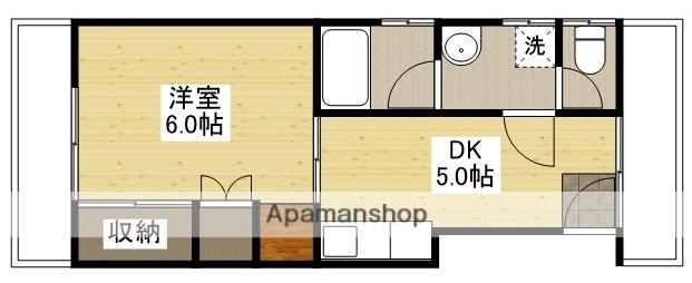 山口ビル(1DK/3階)の間取り写真