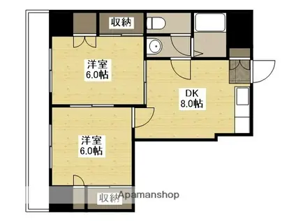 SKビル(2DK/4階)の間取り写真
