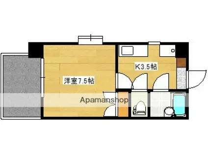 ソレイユ白島(1K/7階)の間取り写真