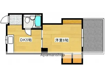 和秀舟入本町ビル(1DK/2階)の間取り写真
