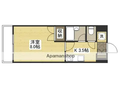 フラーリッシュ岡本(1K/4階)の間取り写真