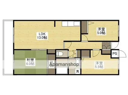 カーサナカスジ(3LDK/3階)の間取り写真