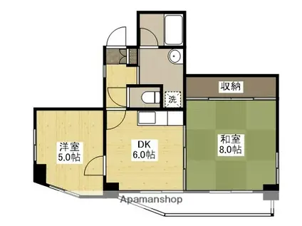 比治山パークサイドビル(2DK/5階)の間取り写真