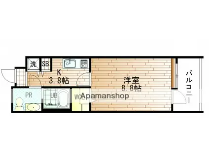 グラビスコート十日市(1K/12階)の間取り写真