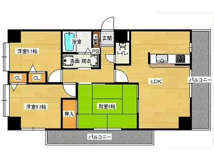 グリーンヒルみくまり(3LDK/2階)の間取り写真
