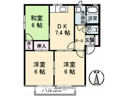 コーポ松久(3DK/2階)の間取り写真