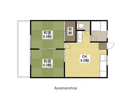 第一旭ビル(2DK/3階)の間取り写真