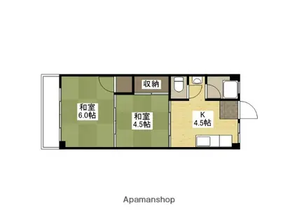 倉本ビル(2K/3階)の間取り写真