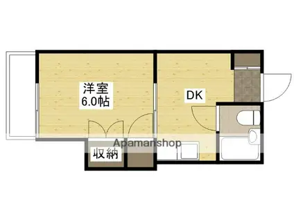 松岡ビル(1DK/2階)の間取り写真