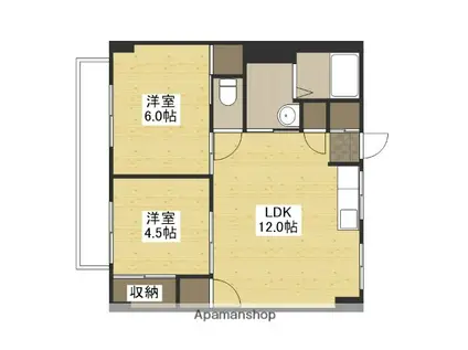 原田マンション(2LDK/3階)の間取り写真