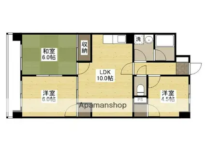 サンシティ十日市(3LDK/2階)の間取り写真