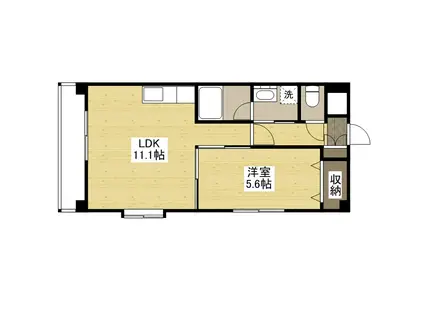 コンフォール空港通(1LDK/4階)の間取り写真
