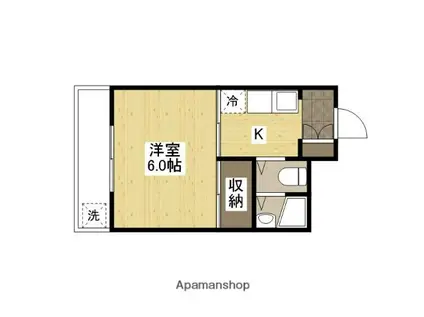 第6みぞたコーポ(ワンルーム/3階)の間取り写真