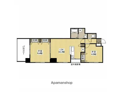 セントヒルズ銀山町弐番館(2LDK/11階)の間取り写真