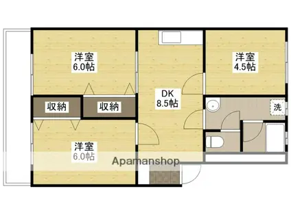 本多第2ビル(3DK/3階)の間取り写真