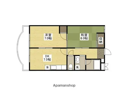 ヴィラ・オーキッド(2DK/4階)の間取り写真