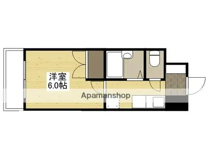 グランディールKY(1K/4階)の間取り写真