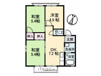タカセコーポ D棟(3DK/2階)の間取り写真
