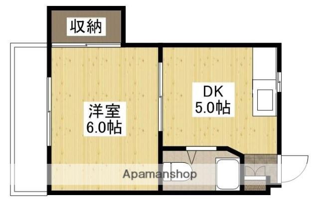 大宮グリーンコーポ(1DK/2階)の間取り写真