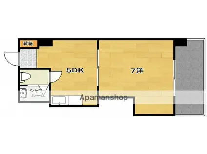 サンハイムうえだ(1DK/4階)の間取り写真