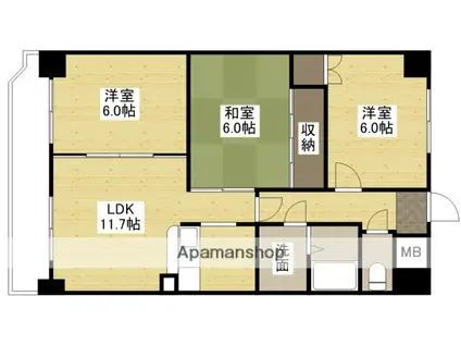 アピアイレブン(3LDK/1階)の間取り写真