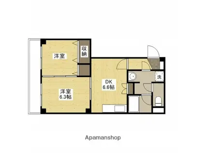 第一大内ビル(2DK/2階)の間取り写真