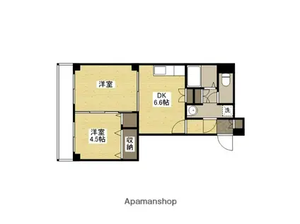 第一大内ビル(2DK/2階)の間取り写真