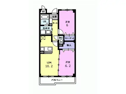 ヌーヴェル・ブリーゼ(2LDK/3階)の間取り写真