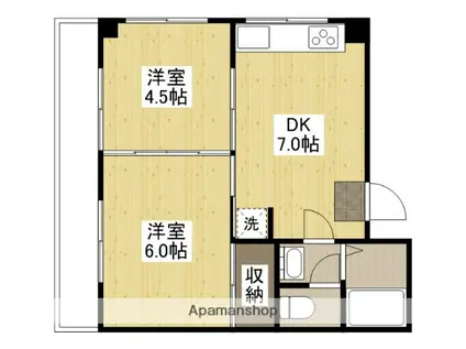 河元ビル(2DK/4階)の間取り写真