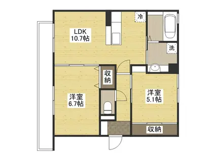 ボヌールK(2LDK/3階)の間取り写真