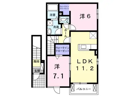 サニーガーデン・BELL(2LDK/2階)の間取り写真