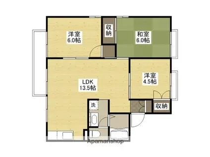 セジュールなごみ B棟(3LDK/1階)の間取り写真