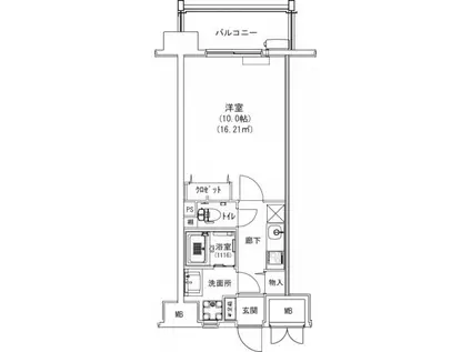 コンフォート東白島(1K/8階)の間取り写真