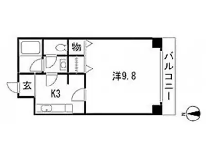 グランドール倭(1DK/3階)の間取り写真