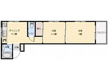 メゾンド・ウエスト(2DK/3階)の間取り写真