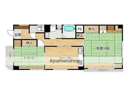 堀ビル(2DK/2階)の間取り写真