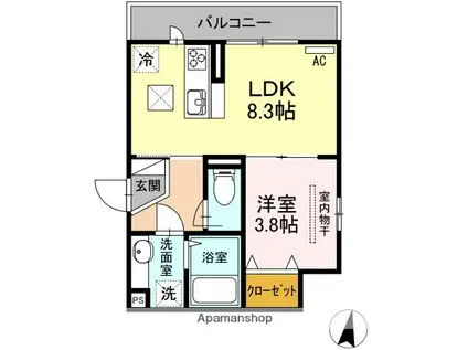 セジュール広島萬象園(1LDK/1階)の間取り写真