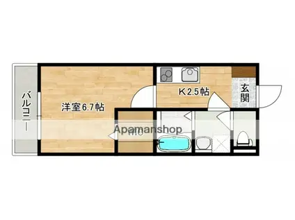 I JIGOZEN(1K/1階)の間取り写真