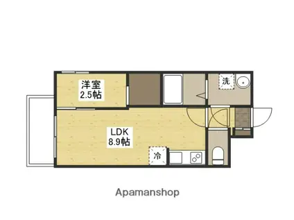 シャインライズ楽々園(1LDK/1階)の間取り写真
