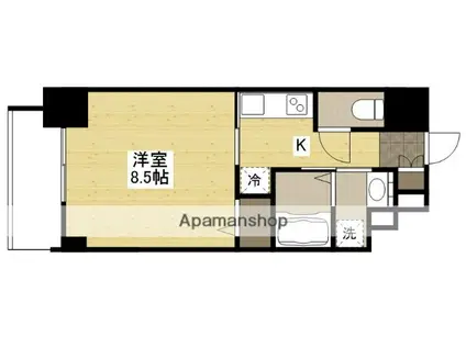 CASSIA河原町平和大通(1K/9階)の間取り写真