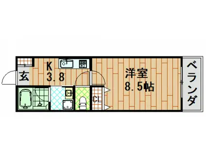 RIDERE廿日市(1K/2階)の間取り写真