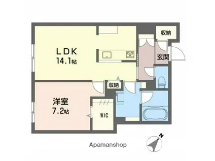 グリナージュ 歴史の散歩道(1LDK/1階)の間取り写真