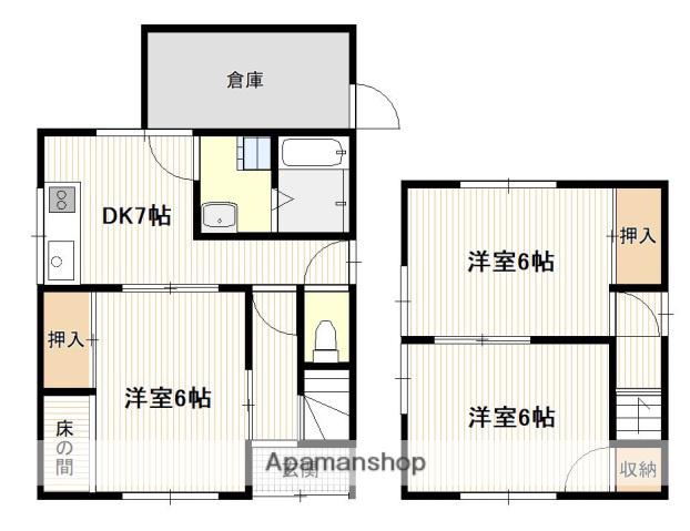広島県廿日市市 2階建 築45年(3DK)の間取り写真