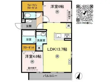 D-ROOM尾長東(2LDK/3階)の間取り写真