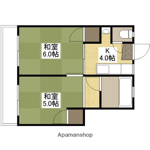 沖田ビル(2K/4階)の間取り写真