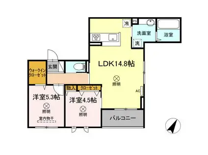 メゾン ボヌール大町(2LDK/2階)の間取り写真