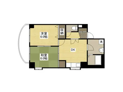 グリーンヴァリィ金光一番館(2DK/6階)の間取り写真