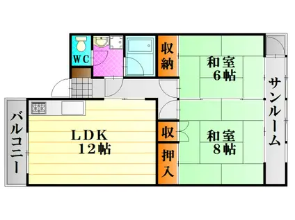 サンコーポ坂井(2LDK/3階)の間取り写真