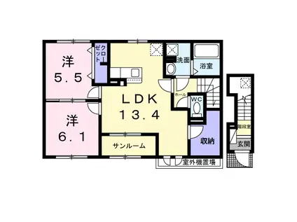 プレミアムテラス(2LDK/2階)の間取り写真