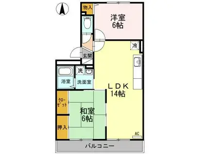 ハイカムール玉木(2LDK/3階)の間取り写真